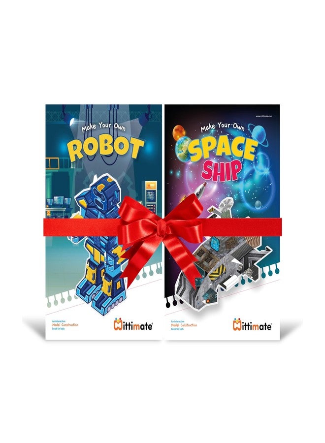 Mittimate Robot & Space Ship Model Construction Book for Kids Age 8 to 12 Year Old I Make Your Own 3D Paper Model I Fun & DIY Craft Book I Combo Pack of 2 Books - Image 1